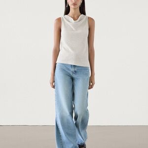 Massimo Dutti White and Gray Tank Top